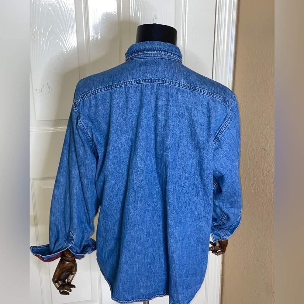VTG L.L. BEAN Women’s Size X Large Denim Shacket Made in USA Flannel Lined Shirt - Picture 8 of 13